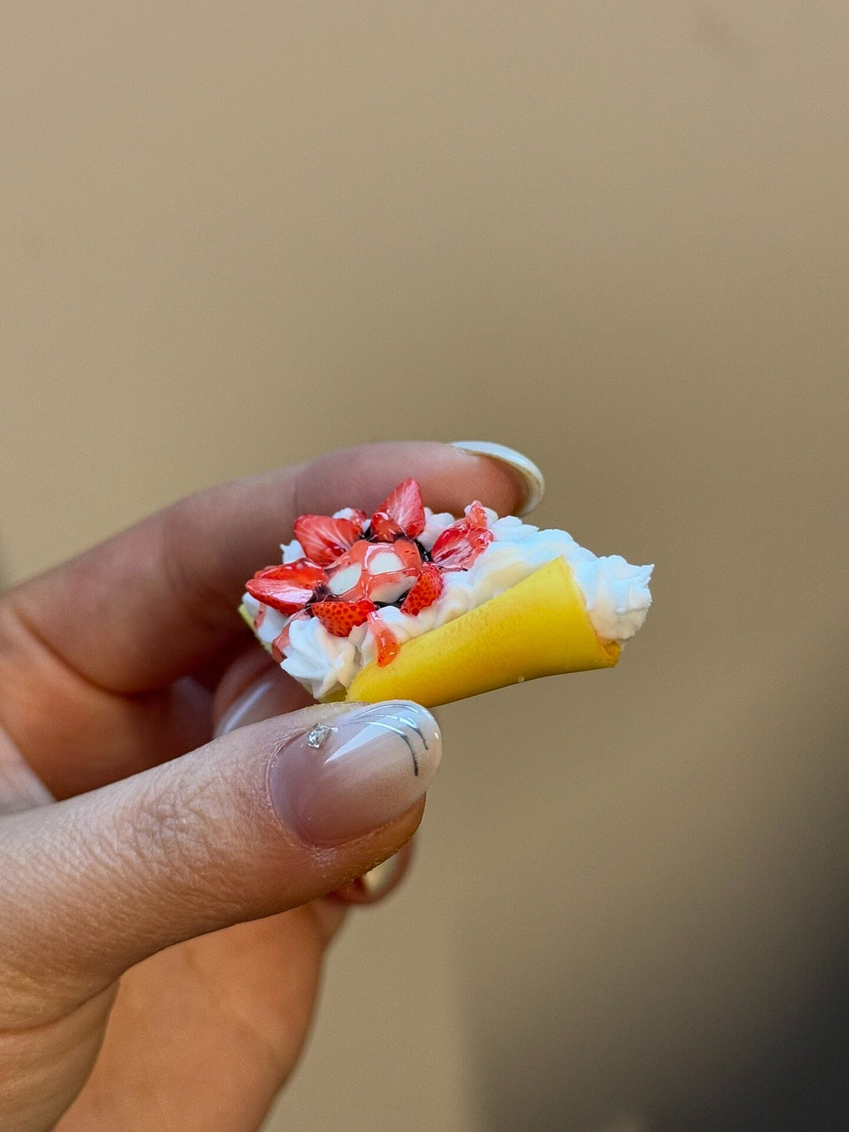 Miniature Strawberry Cream Cake Slice Decor