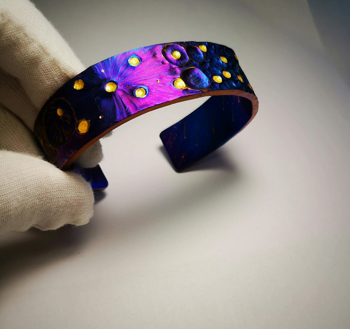Titanium Meteorite Cuff Bracelet Iridescent