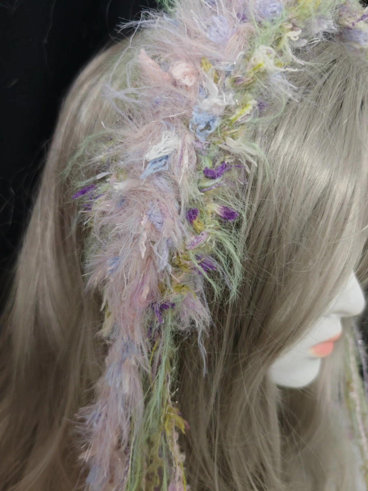 Pastel Lavender Green Headband with Streamers