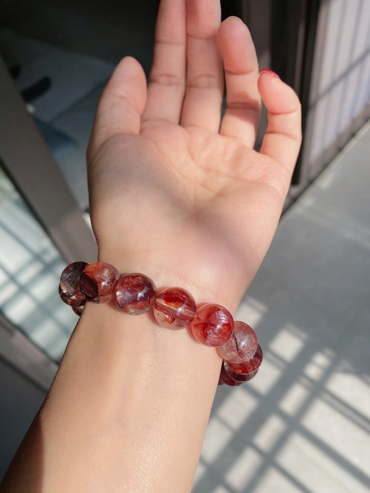 Oxblood Red Phantom Quartz Bracelet 13mm