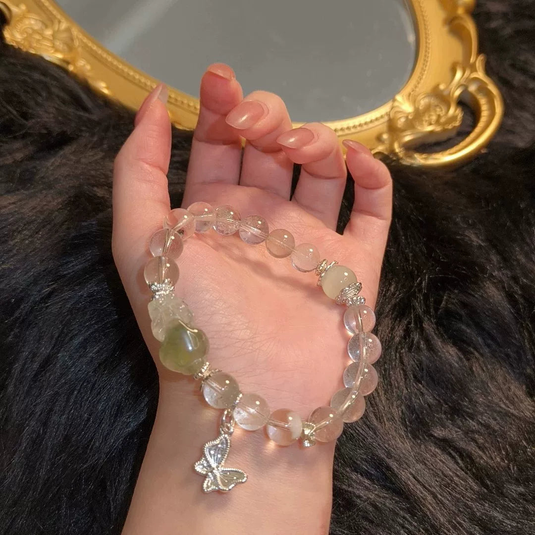Bracelete Pixiu de Quartzo Fantasma e Aventurina Verde