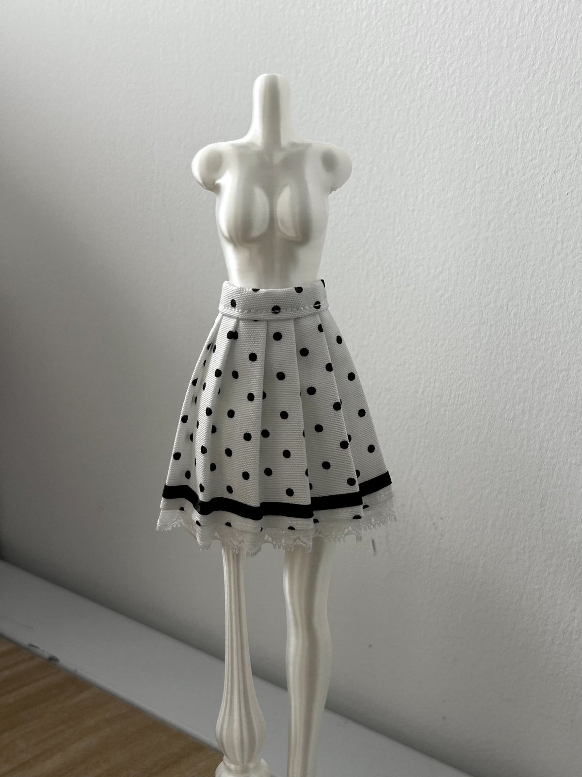 Polka Dot Pleated Doll Skirt Handmade