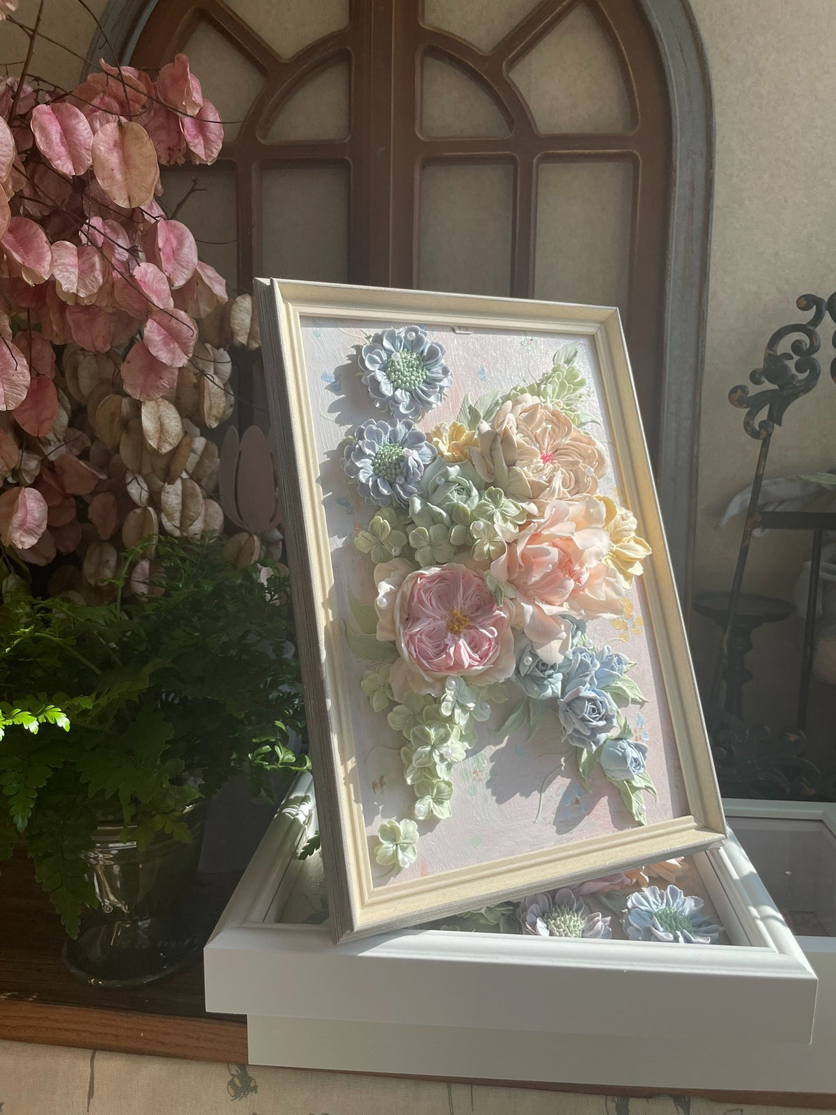 Clay Piping Flower Art Framed 3D Decor
