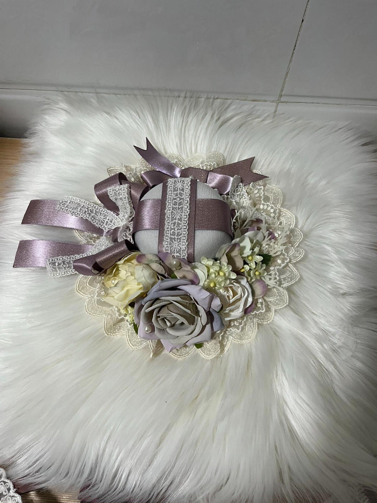 Handmade Lolita Mini Top Hat White Purple