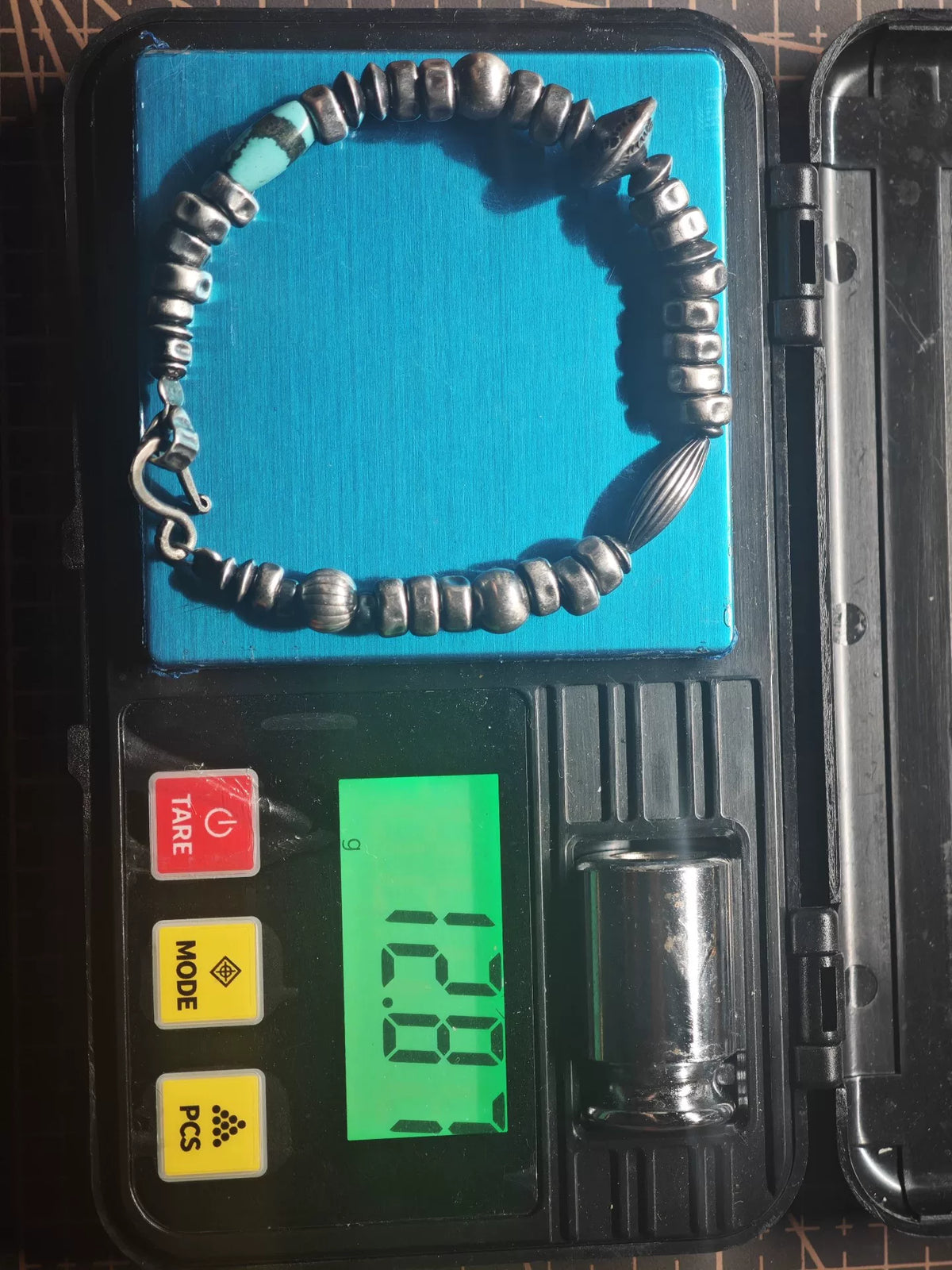 Bracelet artisanal en argent 925 et turquoise du Hubei