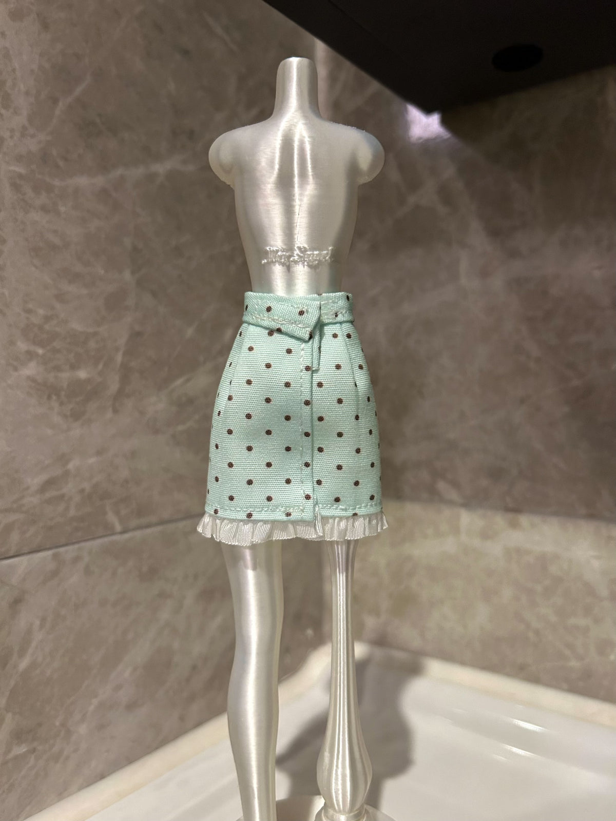 Mint Polka Dot Doll Skirt for BJD