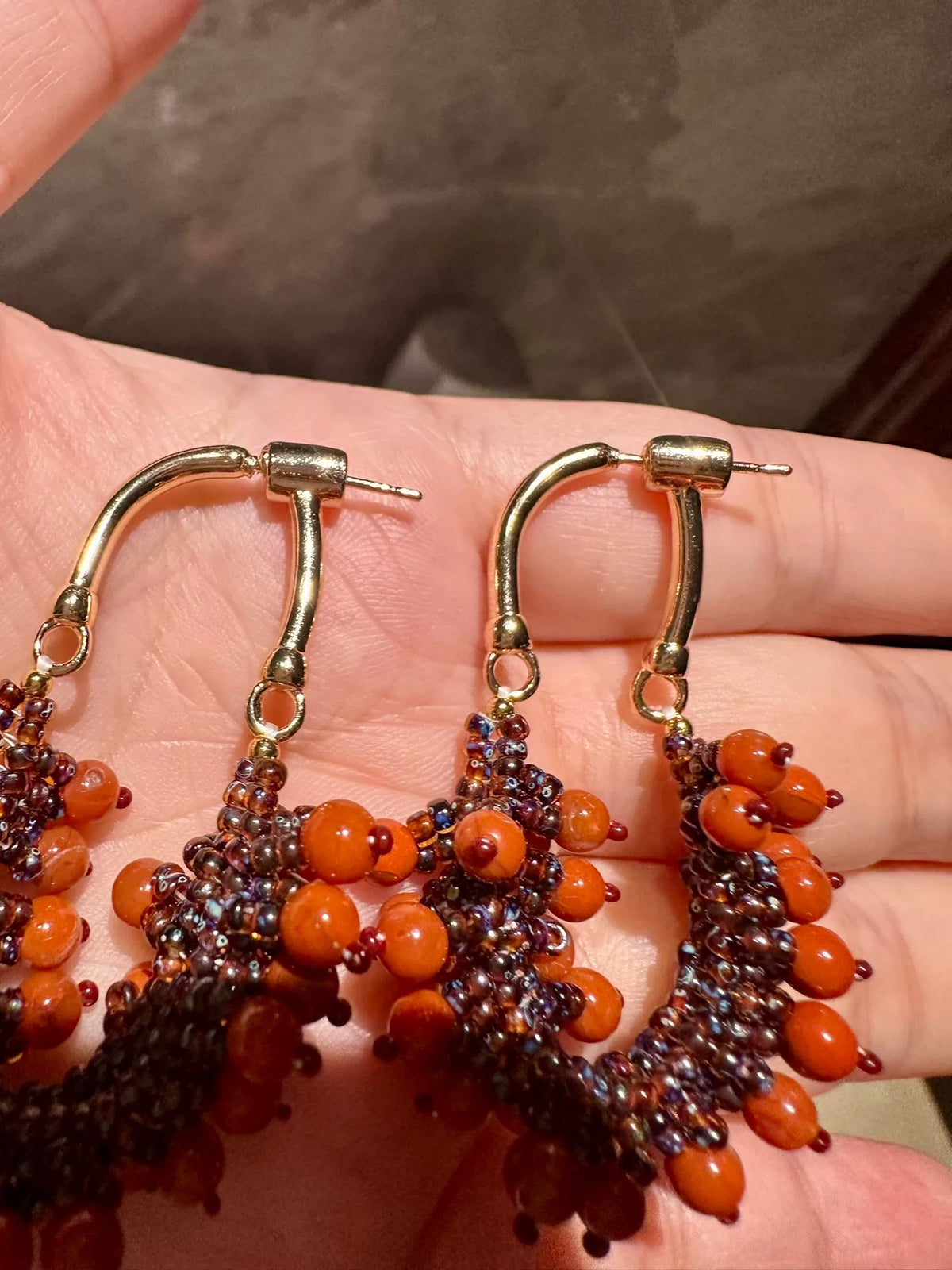 Natural Southern Red Agate Beaded Earrings