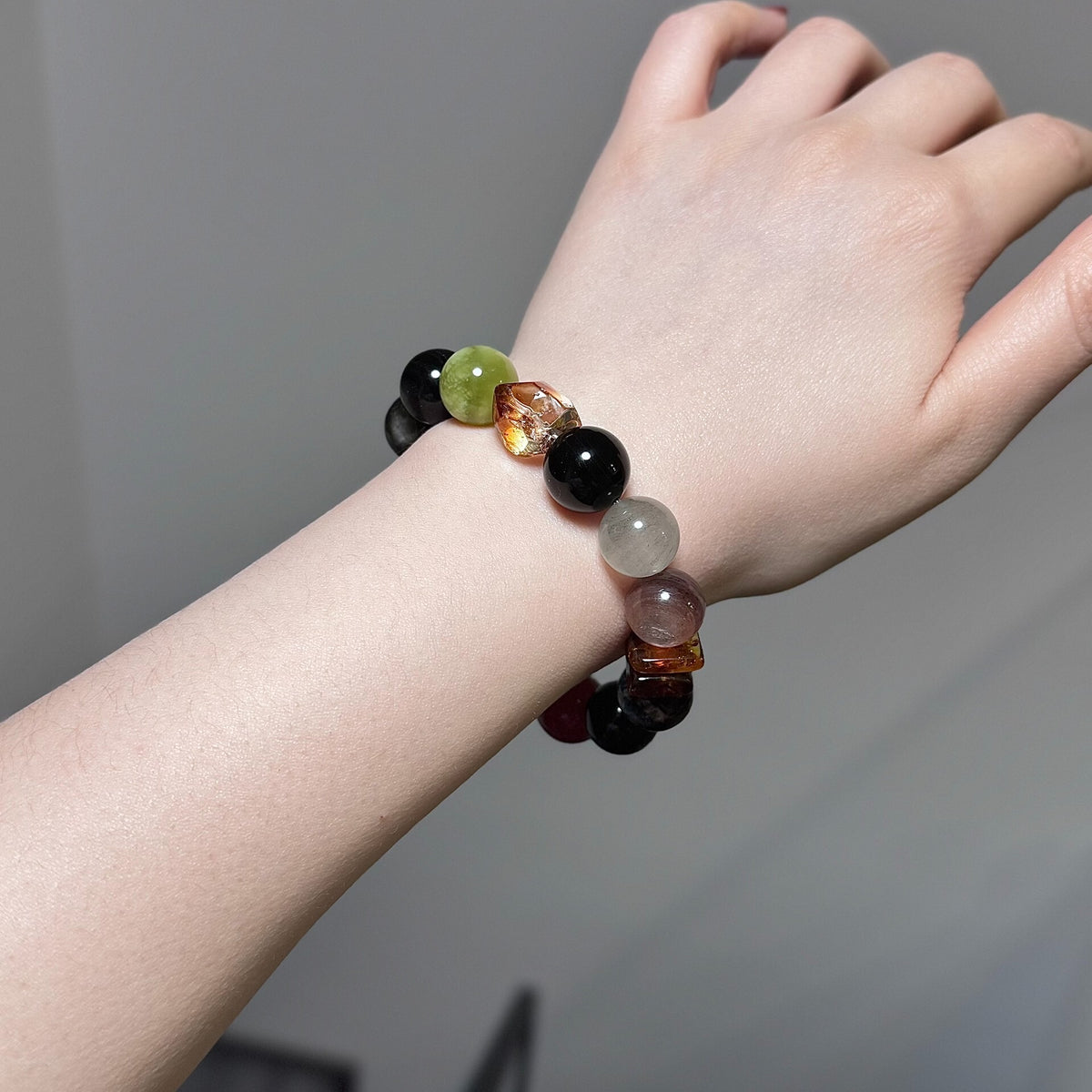 Blue Pietersite Amethyst Green Phantom Beaded Bracelet
