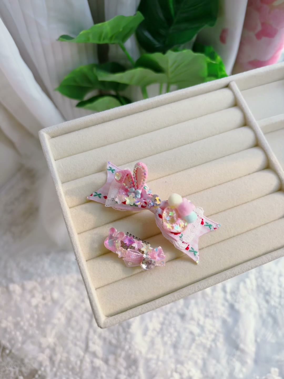 Handmade Pink Pet Hair Clip Set