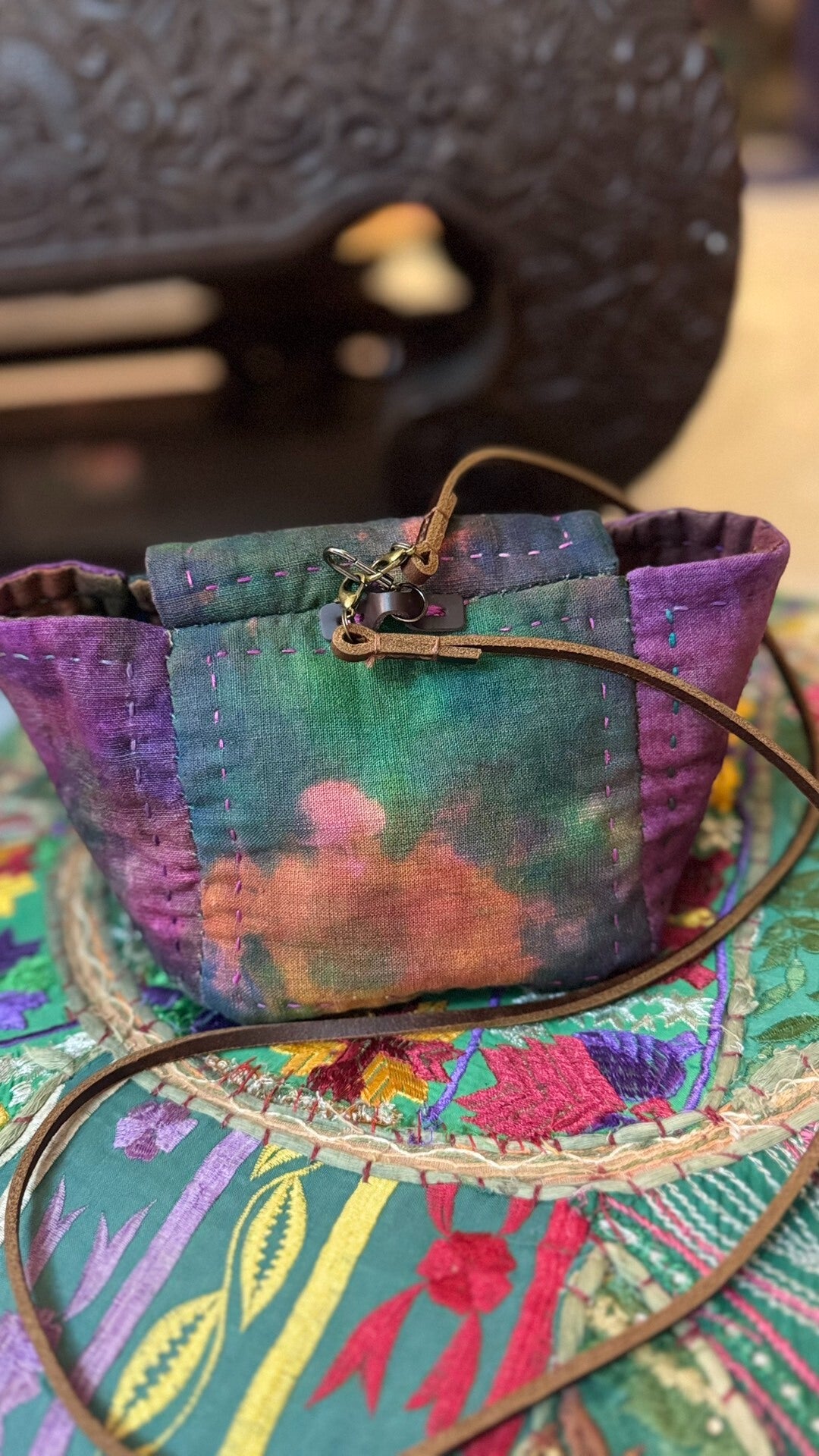 Handmade Plant Dyed Double Layer Tote Bag