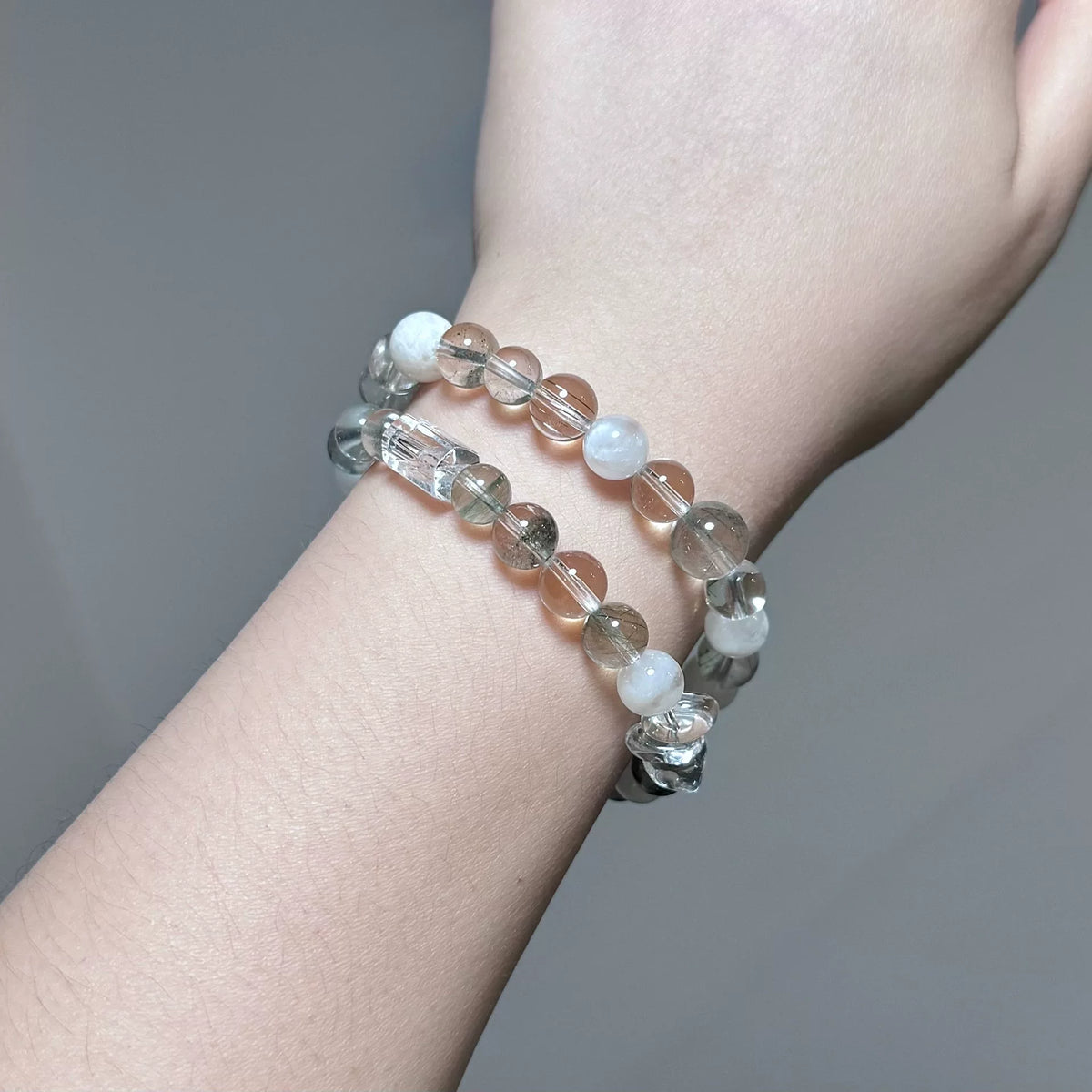 Green Phantom Quartz Double Wrap Bracelet