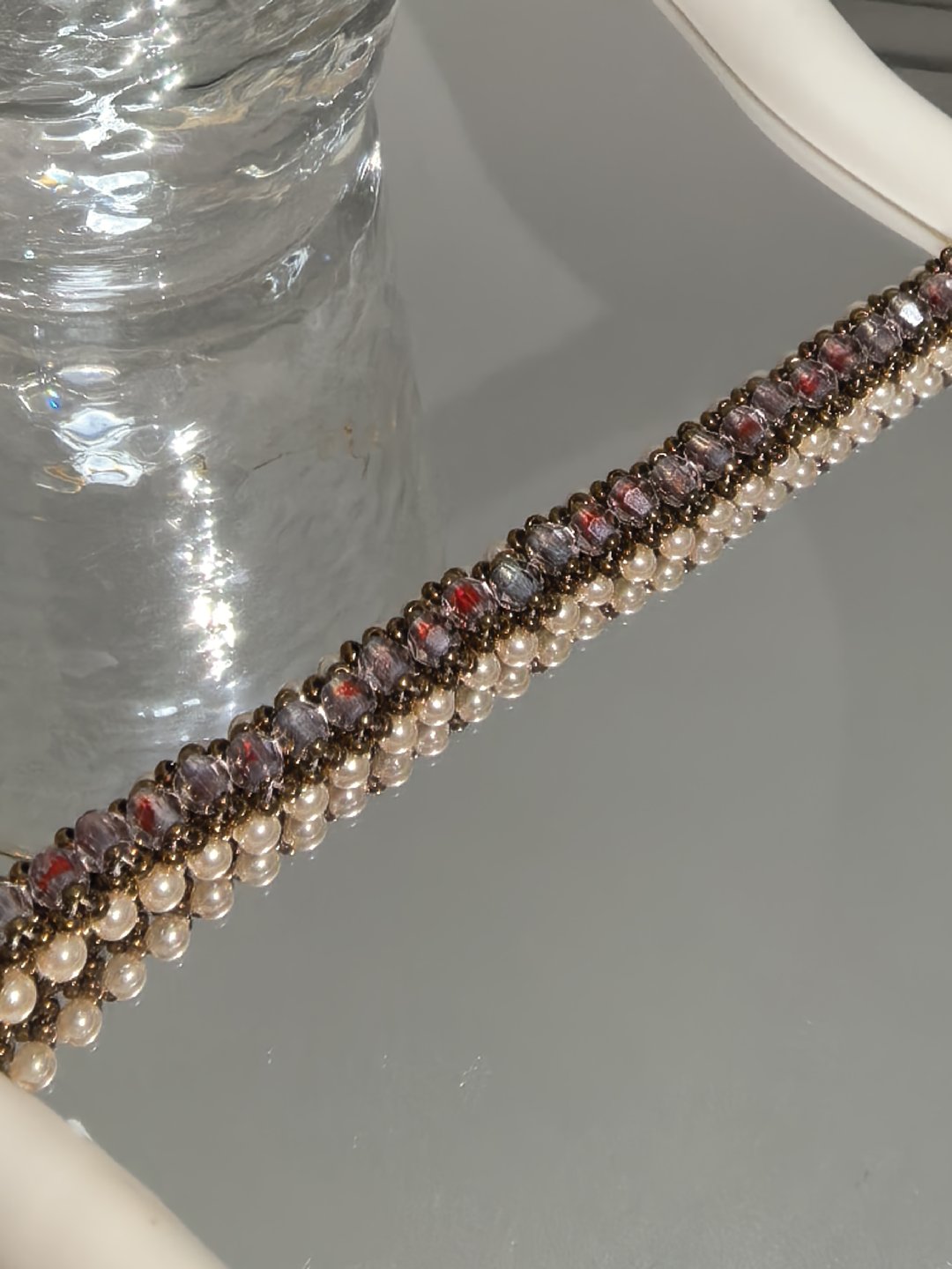 Bracelet à Double Rang en Perles et Cristaux