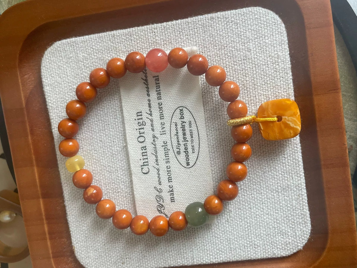 Natürlicher Bienenwachsbernstein Teufelsblatt Perlenarmband