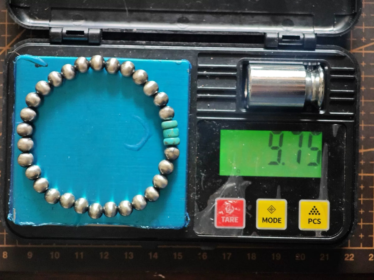 6mm Silver Bead Turquoise Bracelet