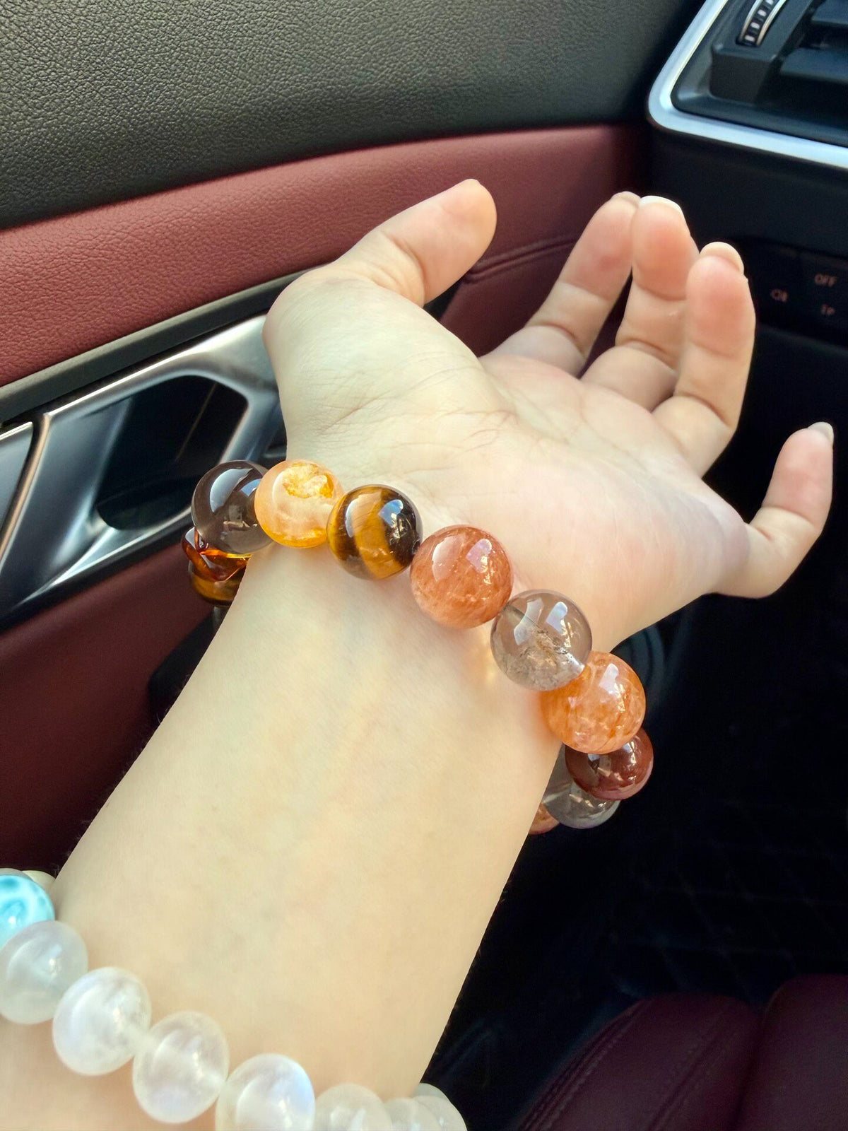 Amber Brown Tea Crystal Multi Gemstone Bracelet