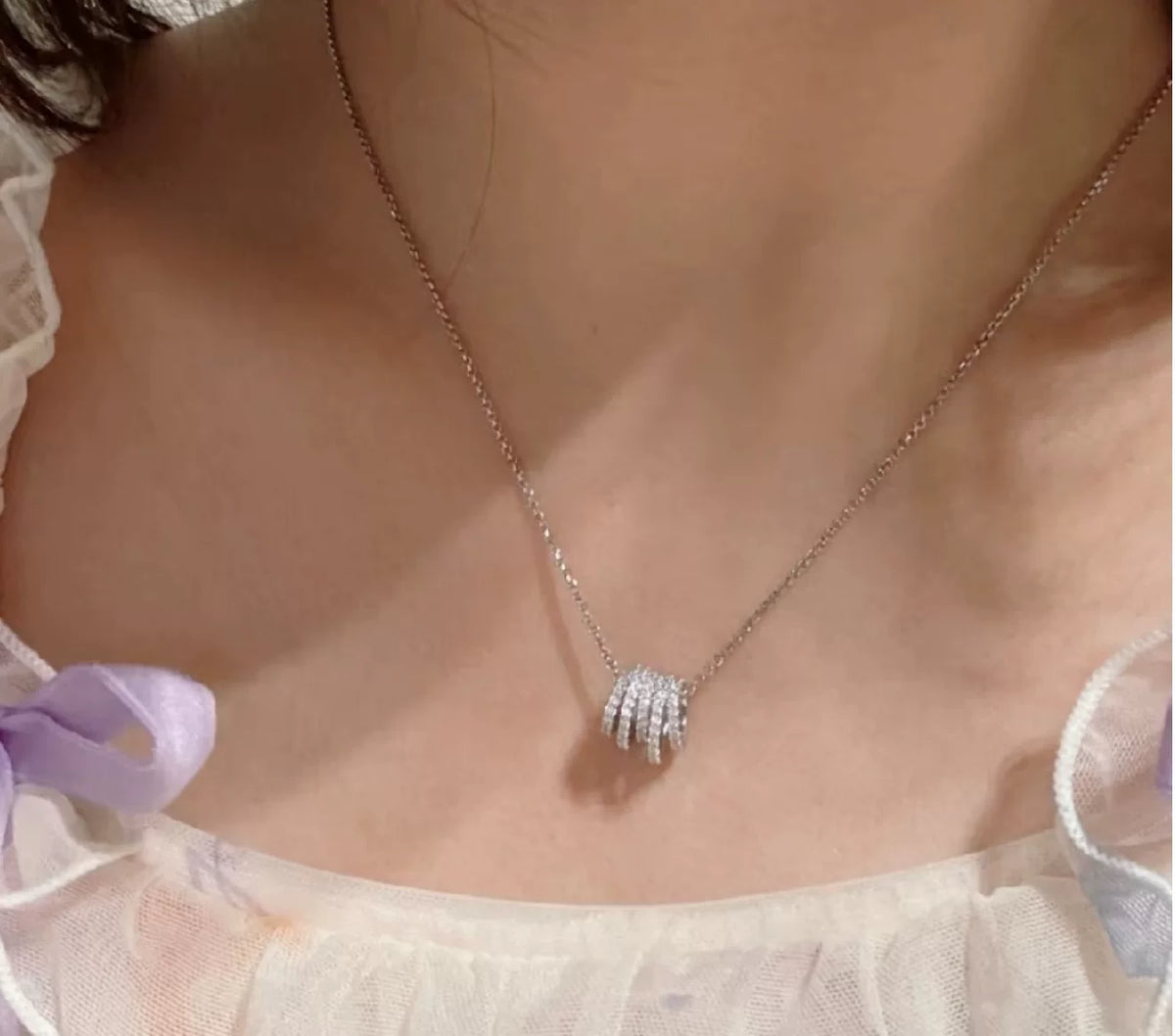 S925 Silver Five Row Pavé Necklace