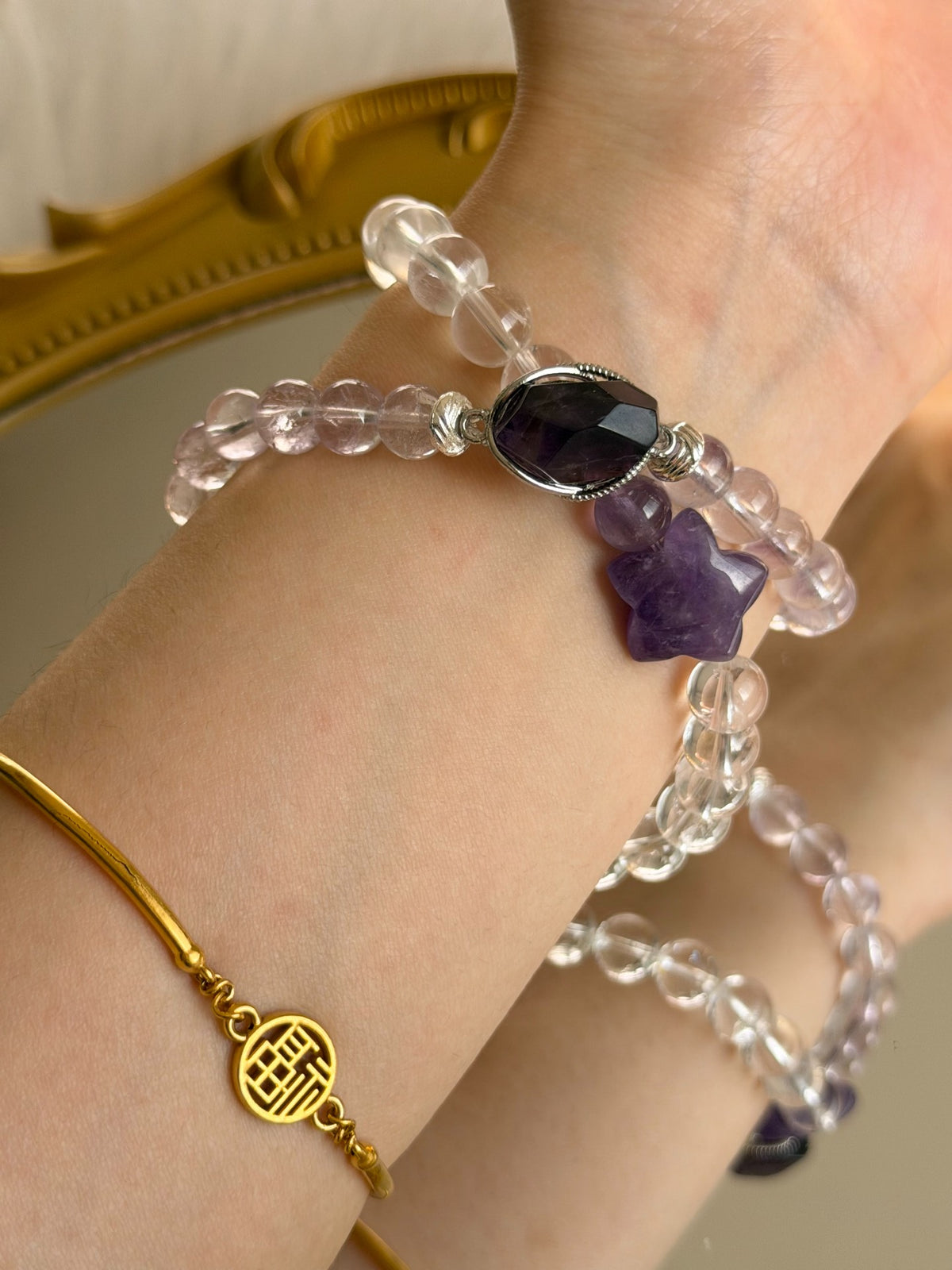 Amethyst Double Wrap Crystal Bracelet
