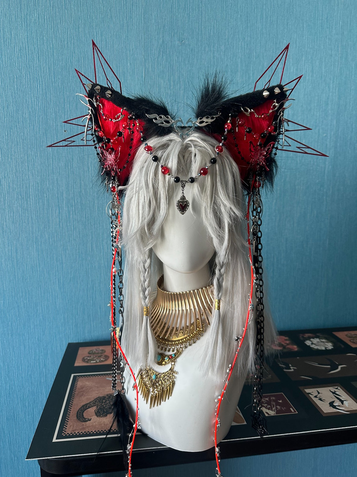 Punk Animal Ear Headpiece with Metal Spikes