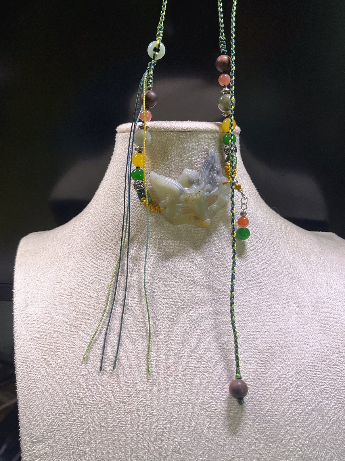 Xiuyan Jade Fox Mask Necklace