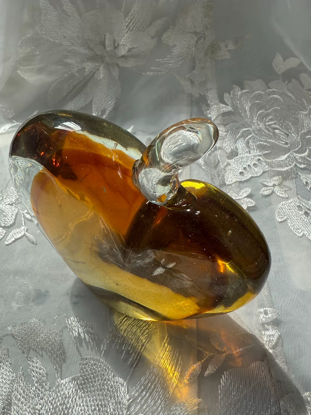 Vintage Amber Glass Apple Ornament 17 cm