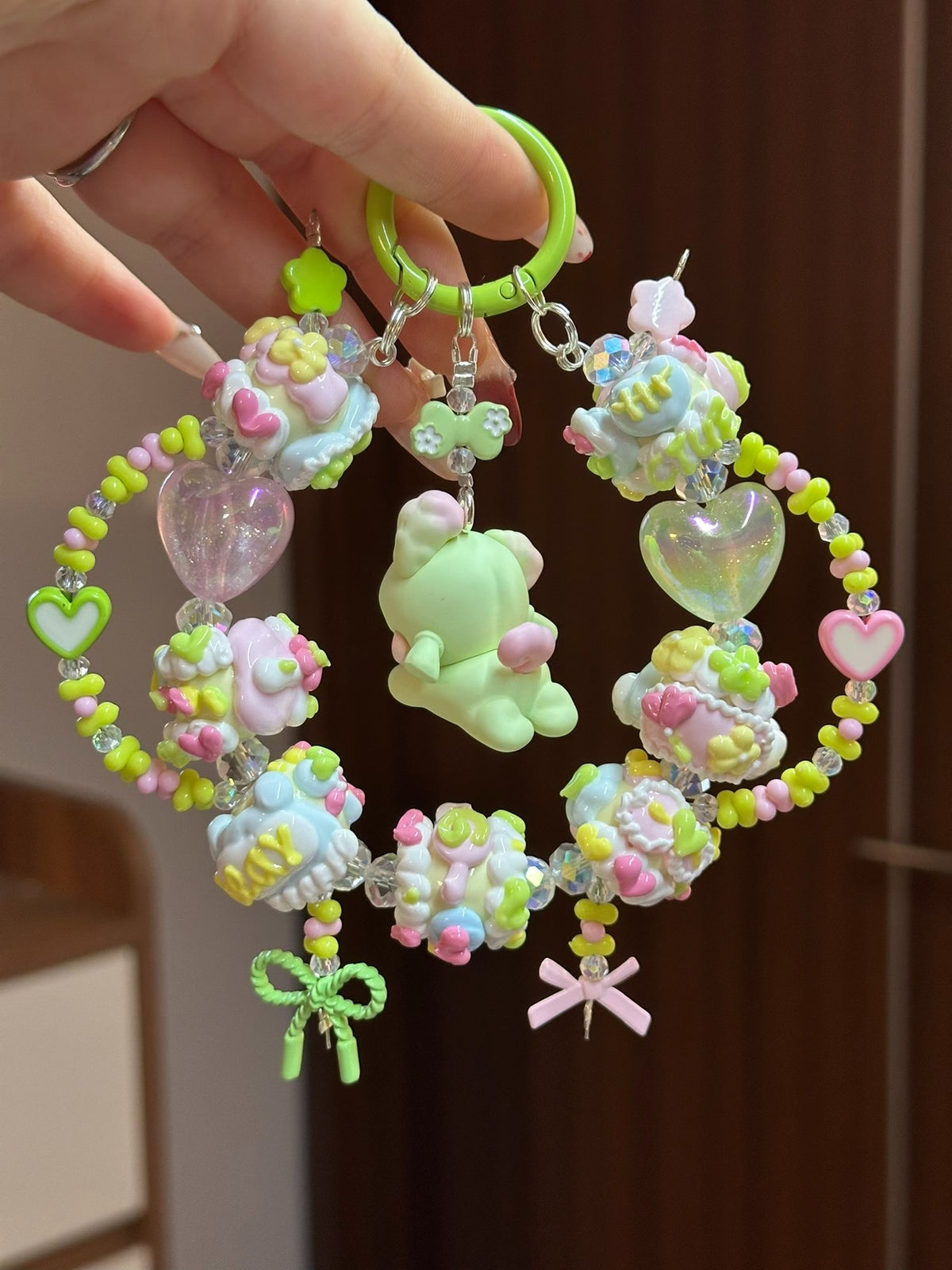 Mint Green Zoraa Figurine Keychain with Hand Painted Beads
