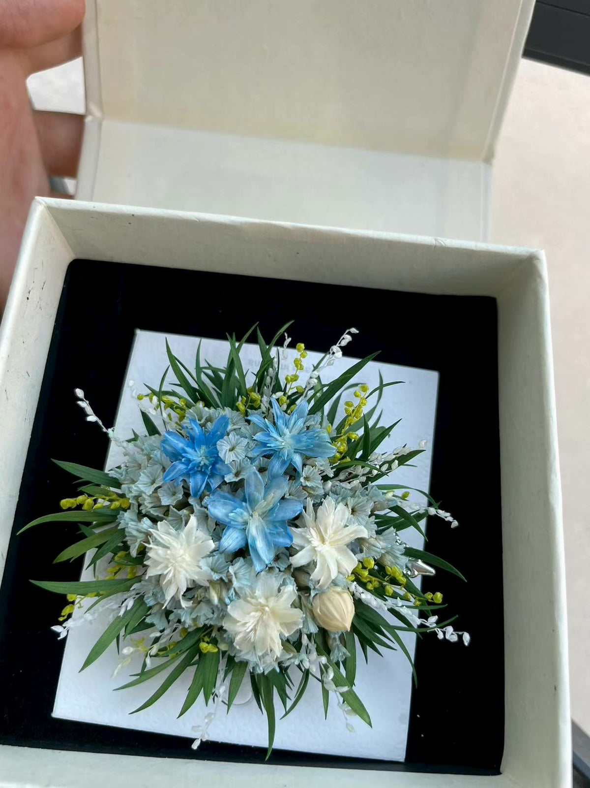 Preserved Flower Hair Clip Pink Blue