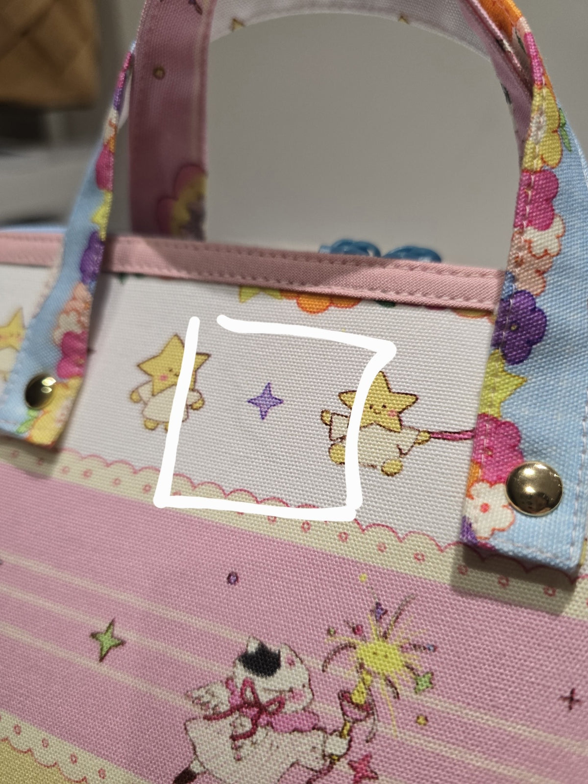 Woven Star Cat Print Handbag