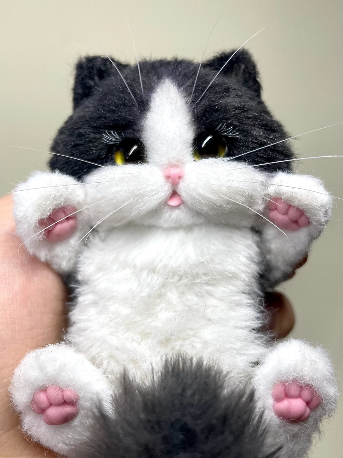 Handmade Plush Black White Cat Toy