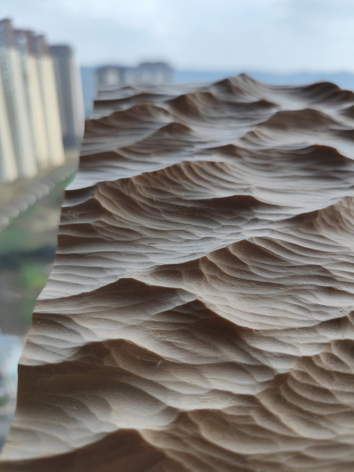 Handcrafted Linden Wood Wave Carving 20cm
