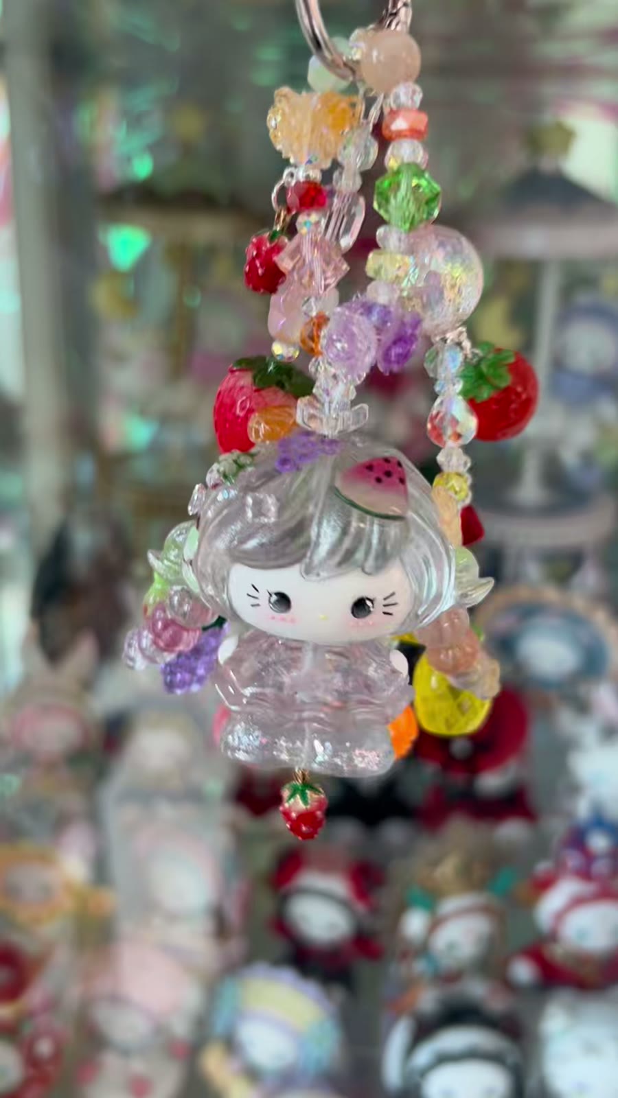 Handcrafted Beaded Phone Charm with Kitty Pendant