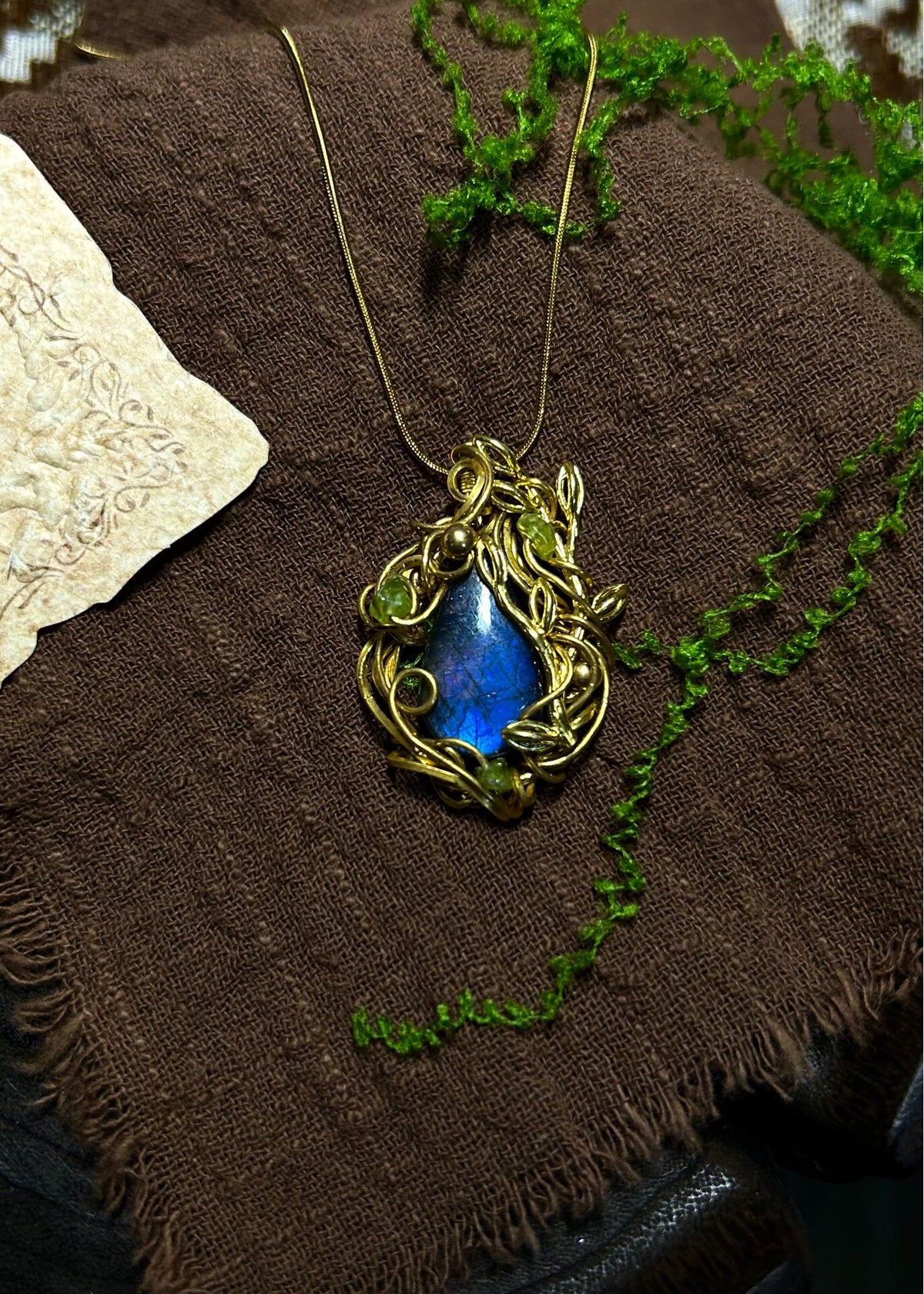 Labradorite Wire Wrapped Pendant Necklace