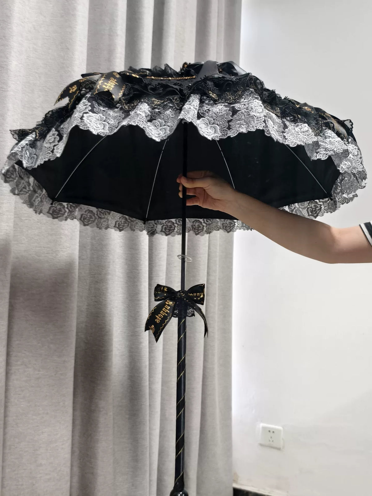 Handmade Black Gold Lolita Cake Umbrella