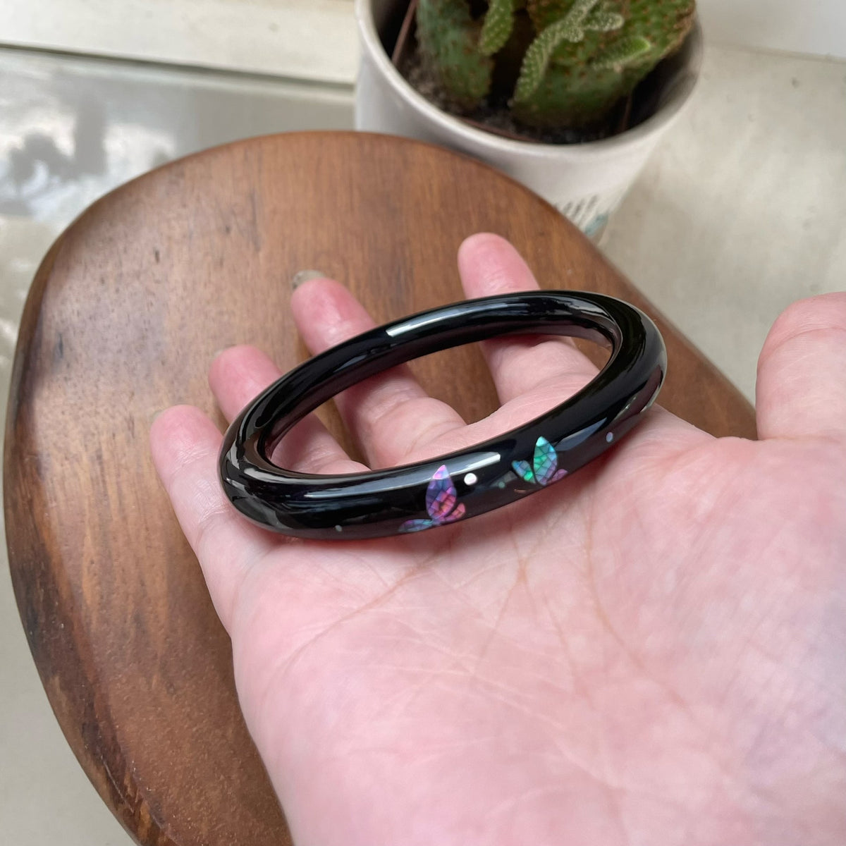 Lacquer Butterfly Bangle Bracelet