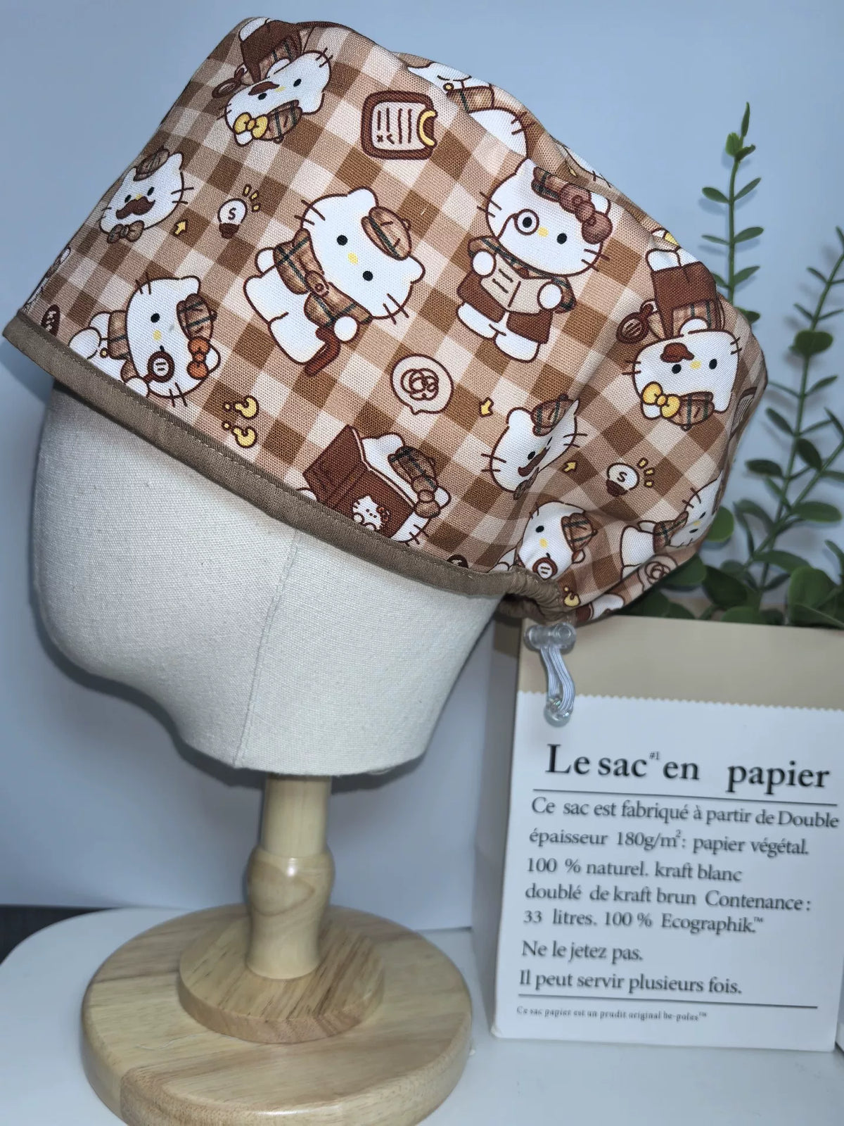 Cuffia chirurgica in cotone con stampa di gatti