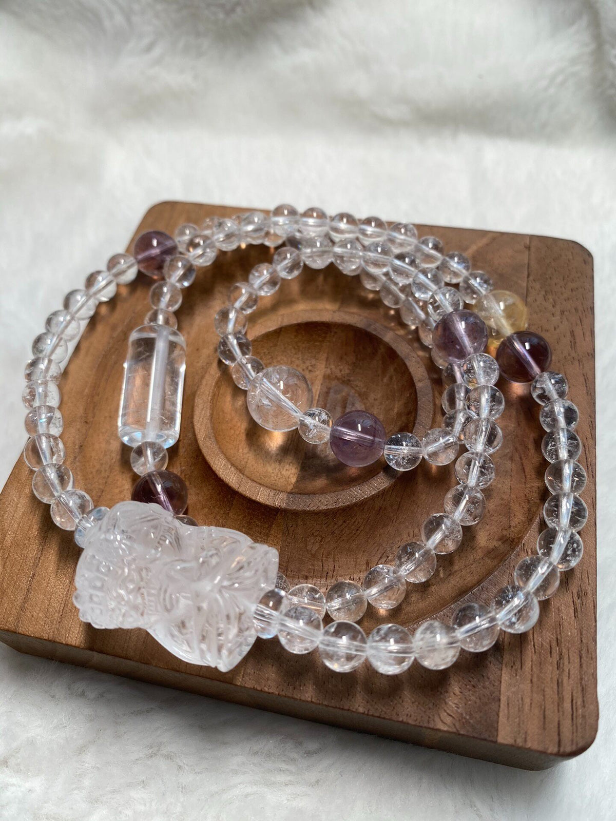 Clear Quartz Triple Wrap Bracelet Amethyst Citrine