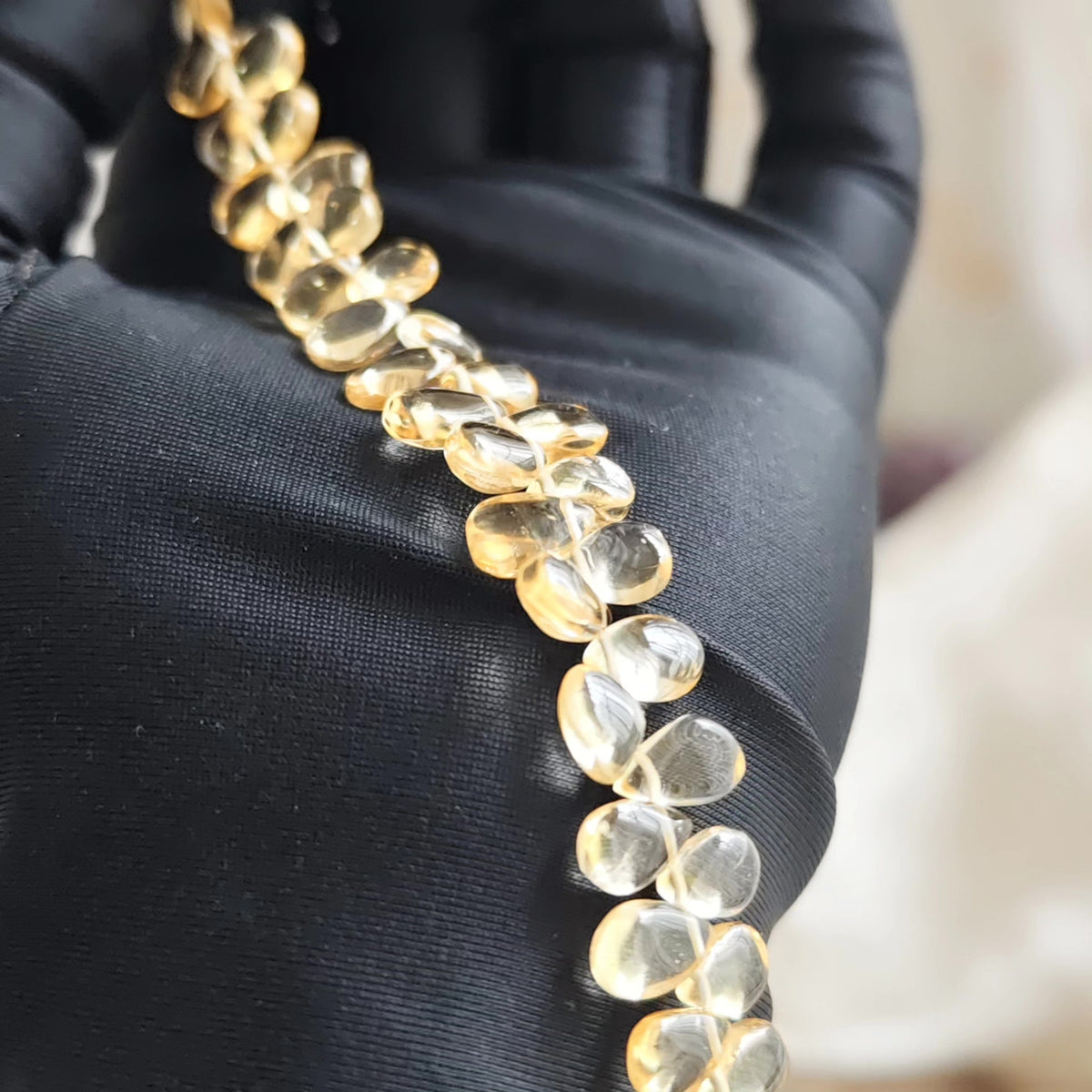 Natural Brazilian Yellow Citrine Teardrop Bracelet Silver Clasp