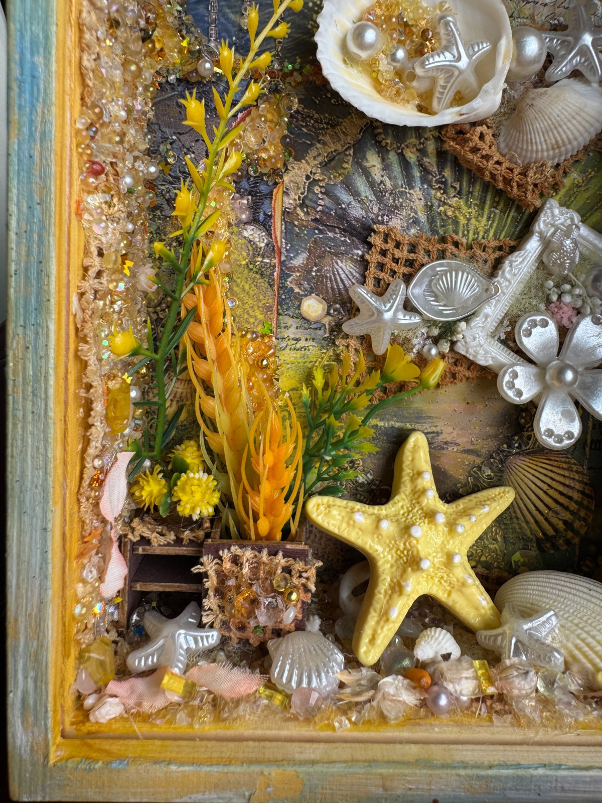 Cadre shadow box collage thème océan
