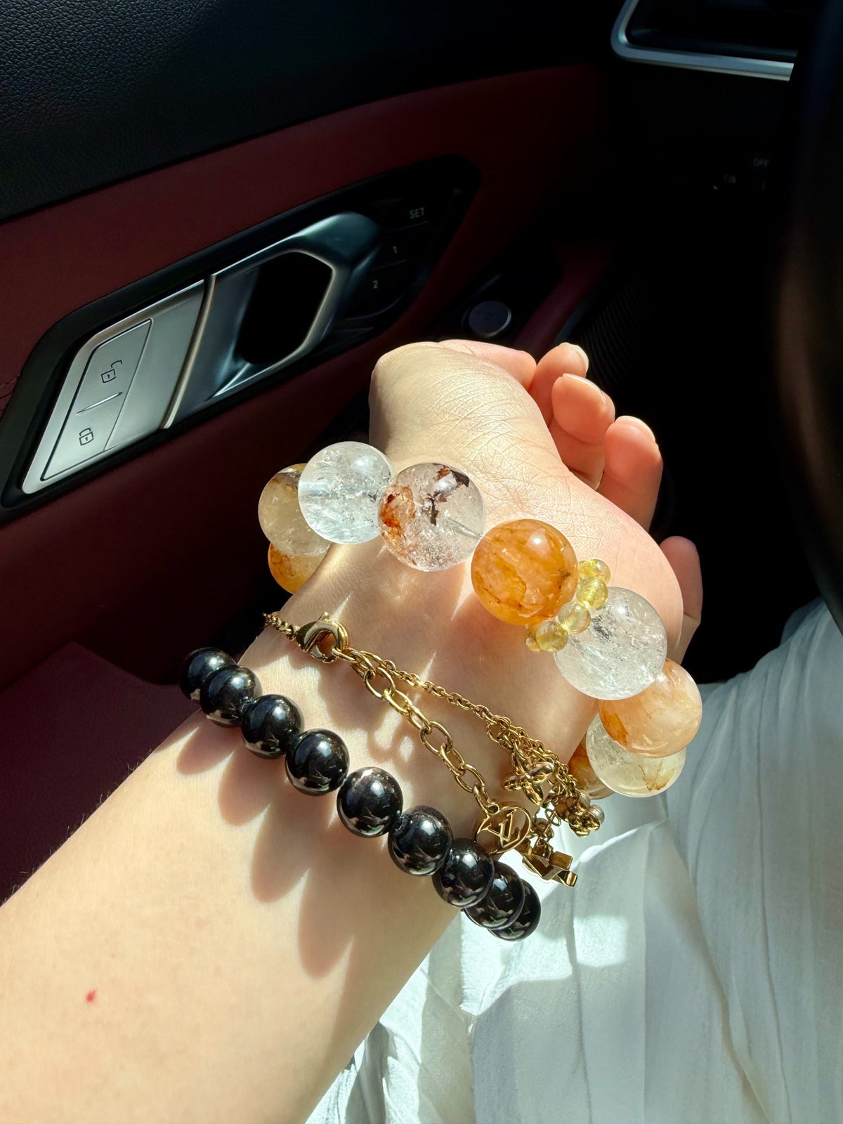 Set van armbanden met 16mm natuurlijk kristal