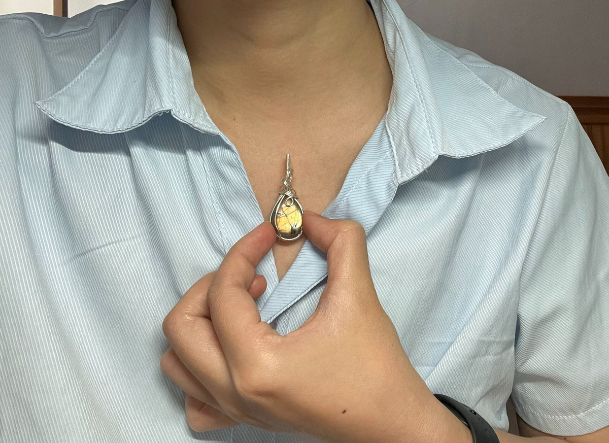 Labradorite Wire Wrapped Teardrop Pendant
