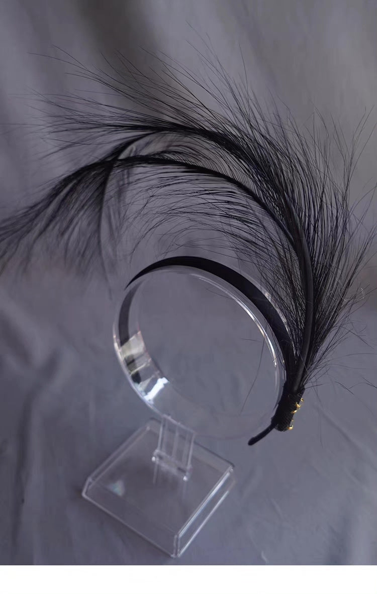 Black Ostrich Feather Headband
