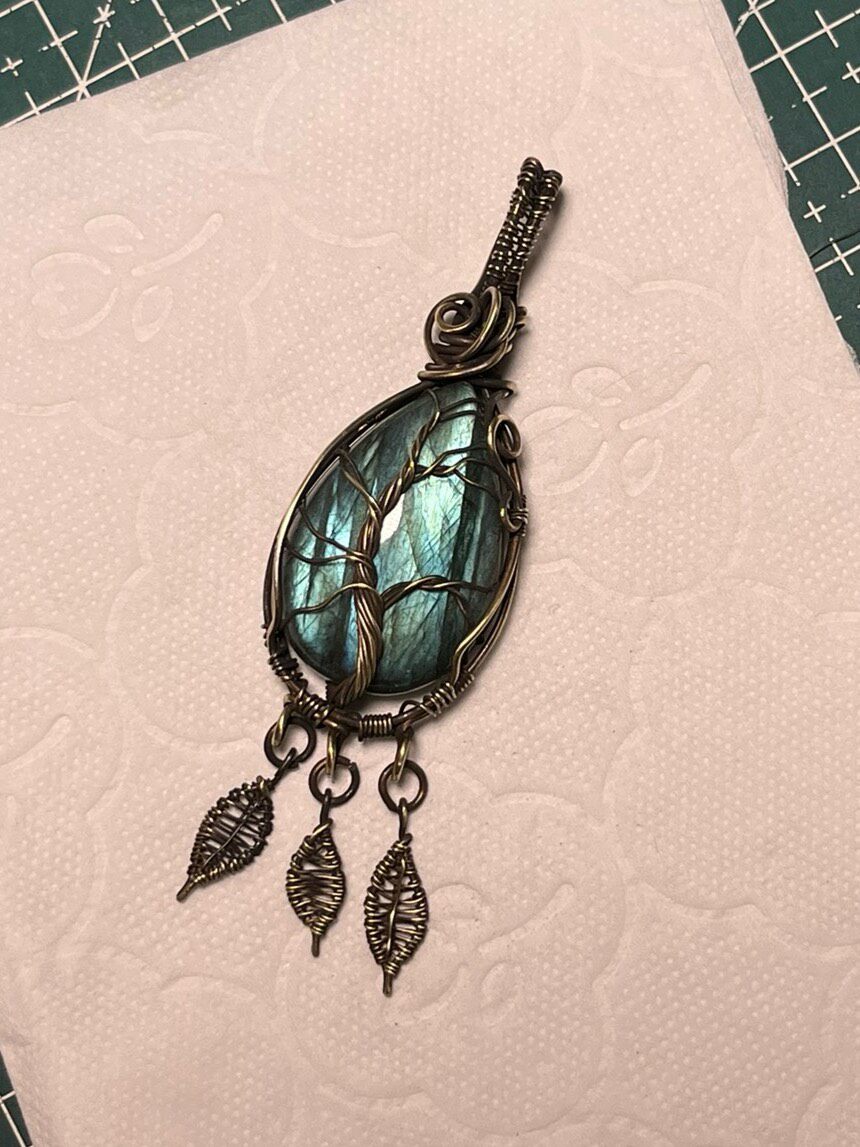Wire Wrapped Labradorite Tree Pendant