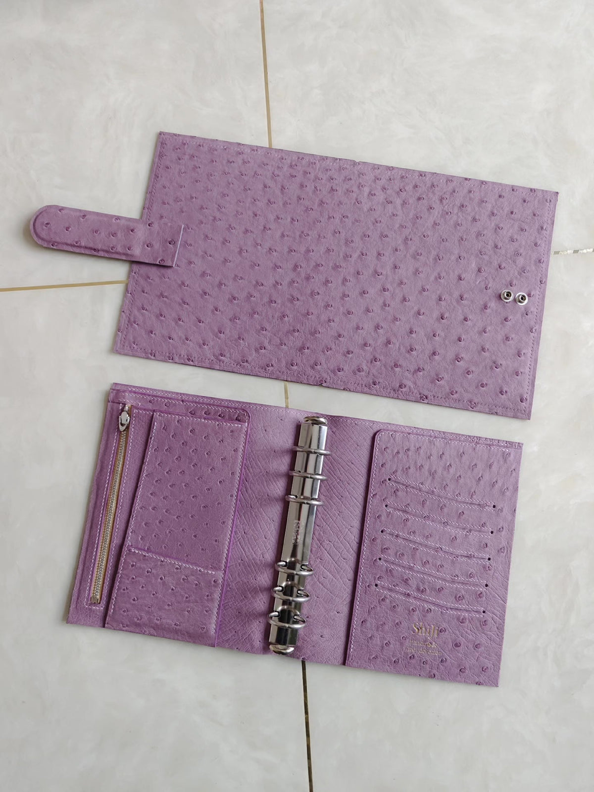 A6 Ostrich Leather Loose Leaf Notebook Cover