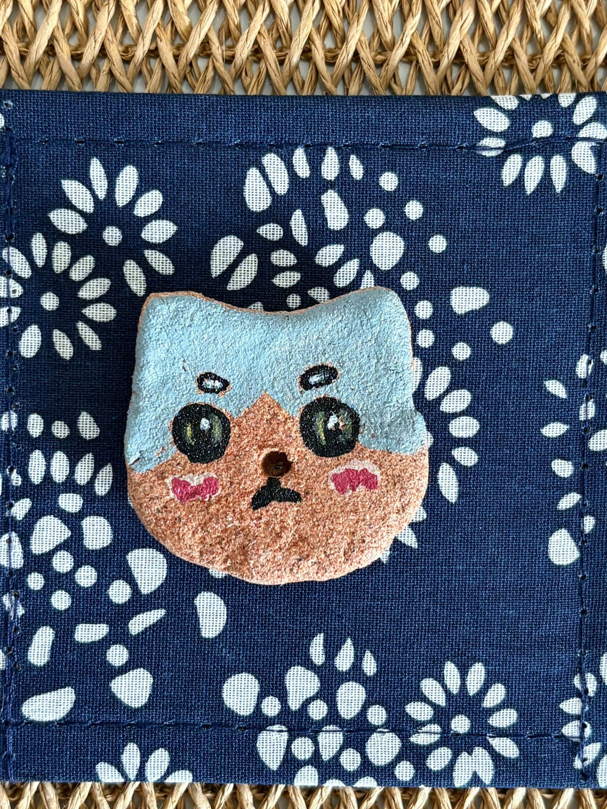 Stone Clay Cat Incense Holder Figurine