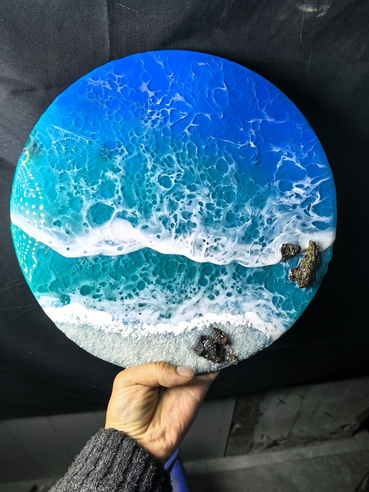 Resin Seascape Wall Art Circular Wave Diorama