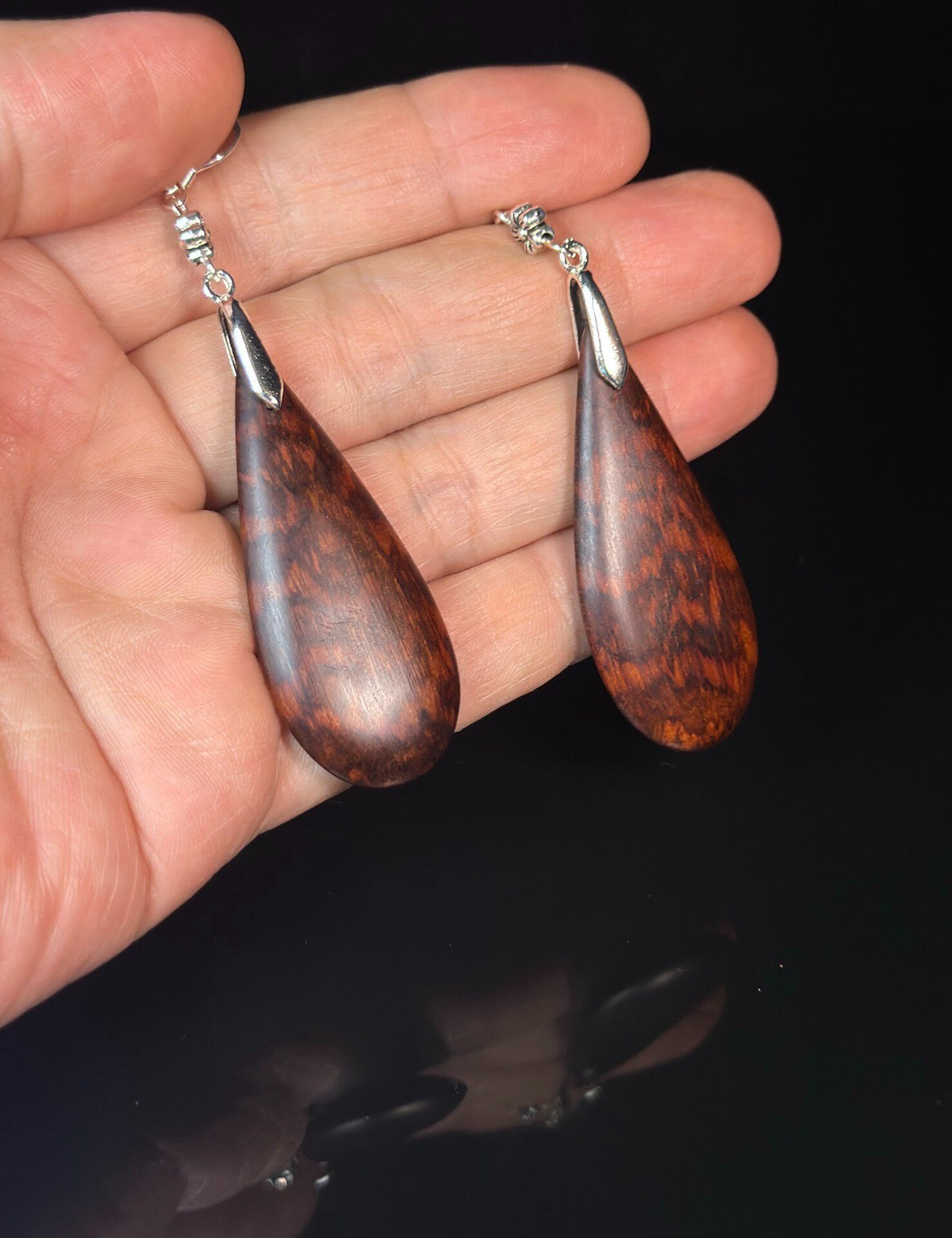 Snakewood Teardrop Pendant with Braided Cord