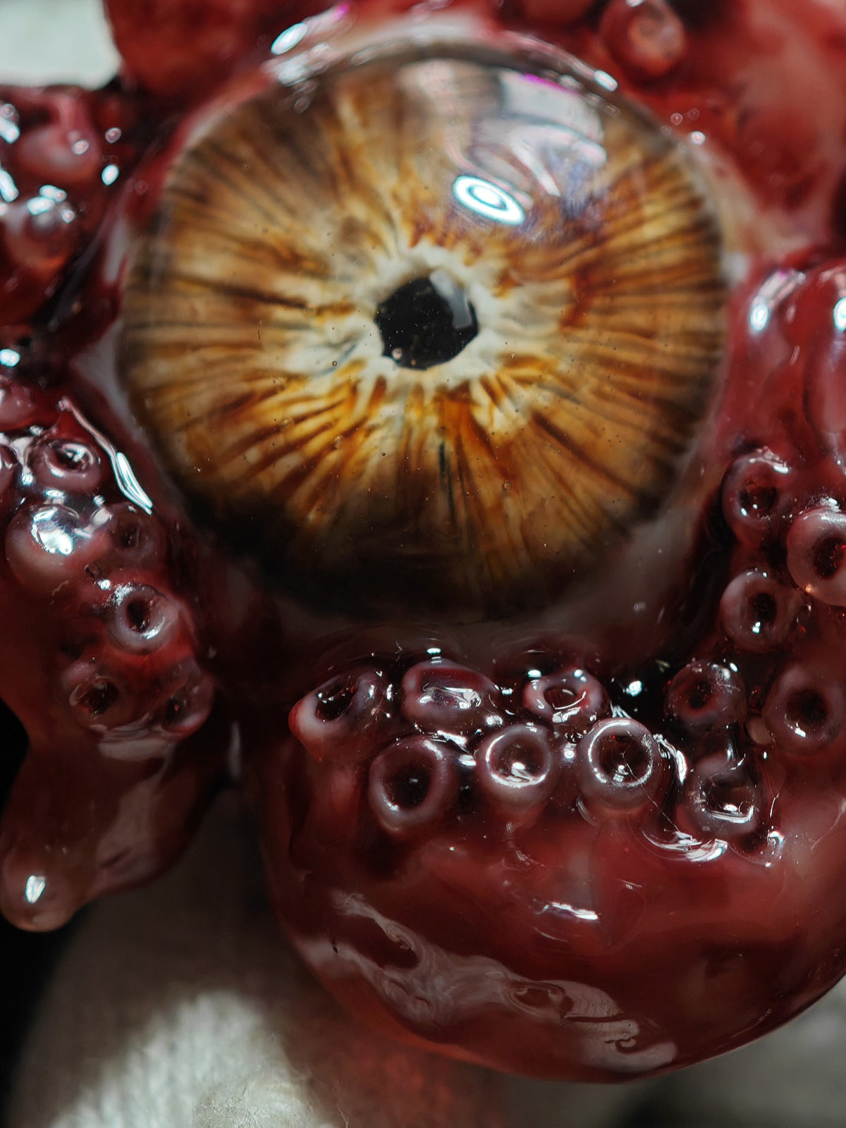 Cthulhu Eye Pendant Red Tentacle Resin Necklace