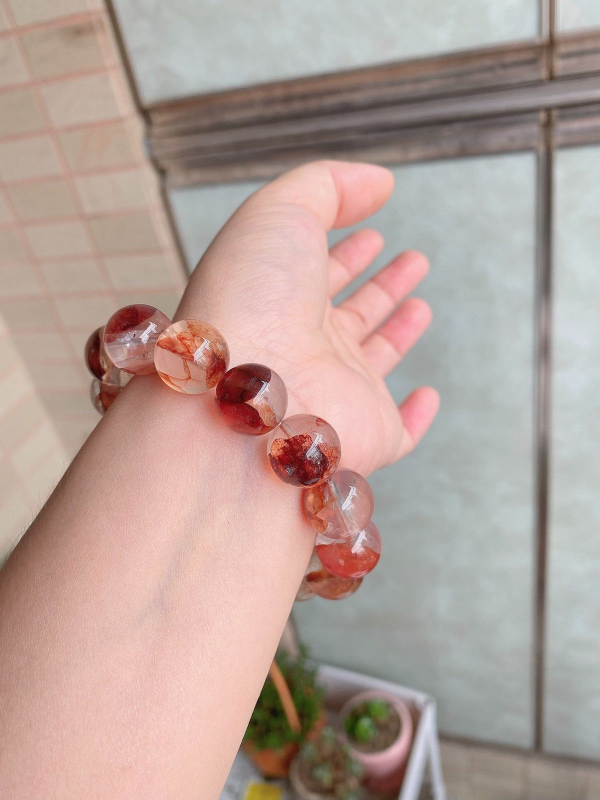 Phantom Quartz Bracelet with Clear Cube