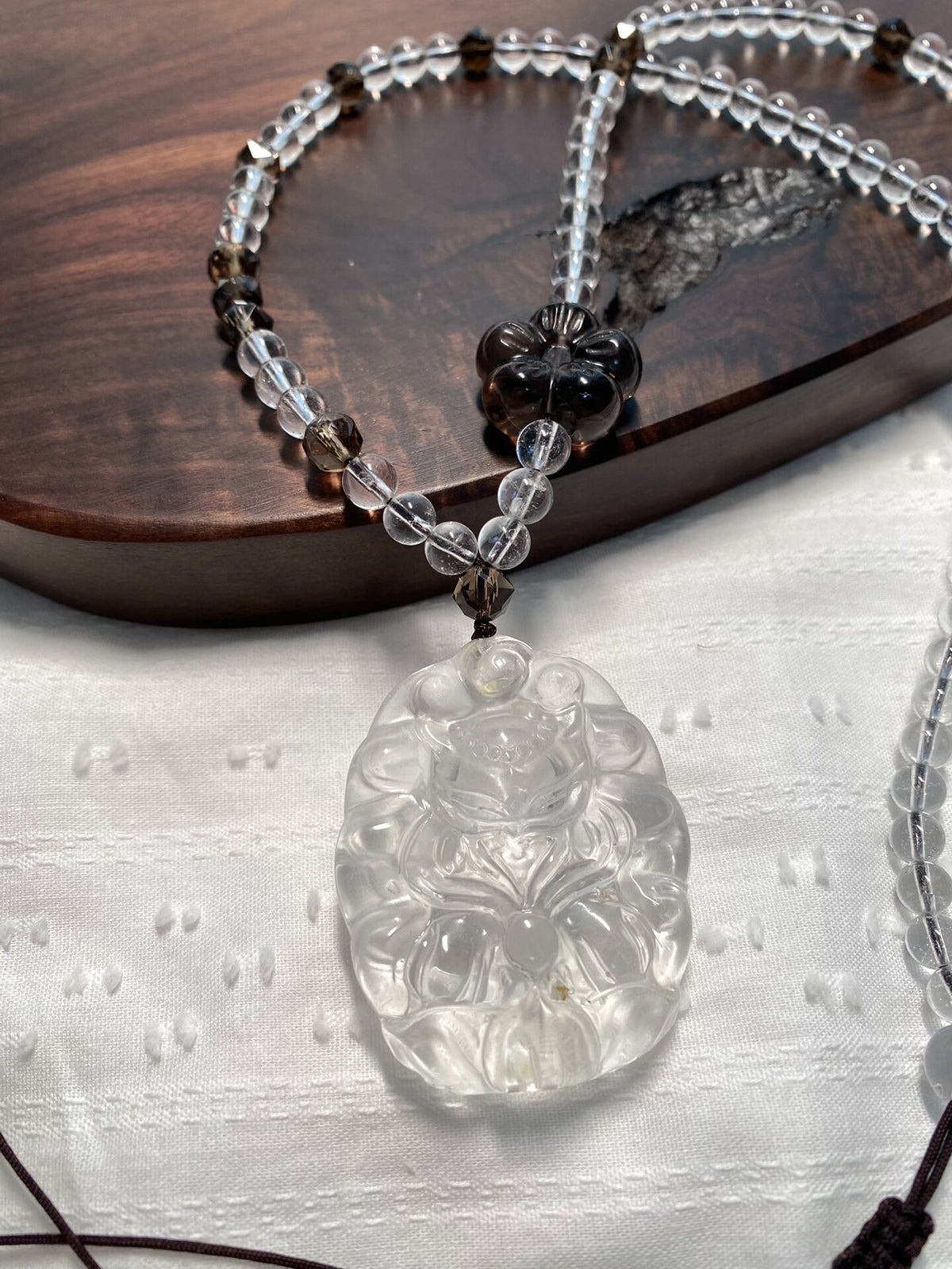 Natural Crystal Fox Pendant Sweater Chain