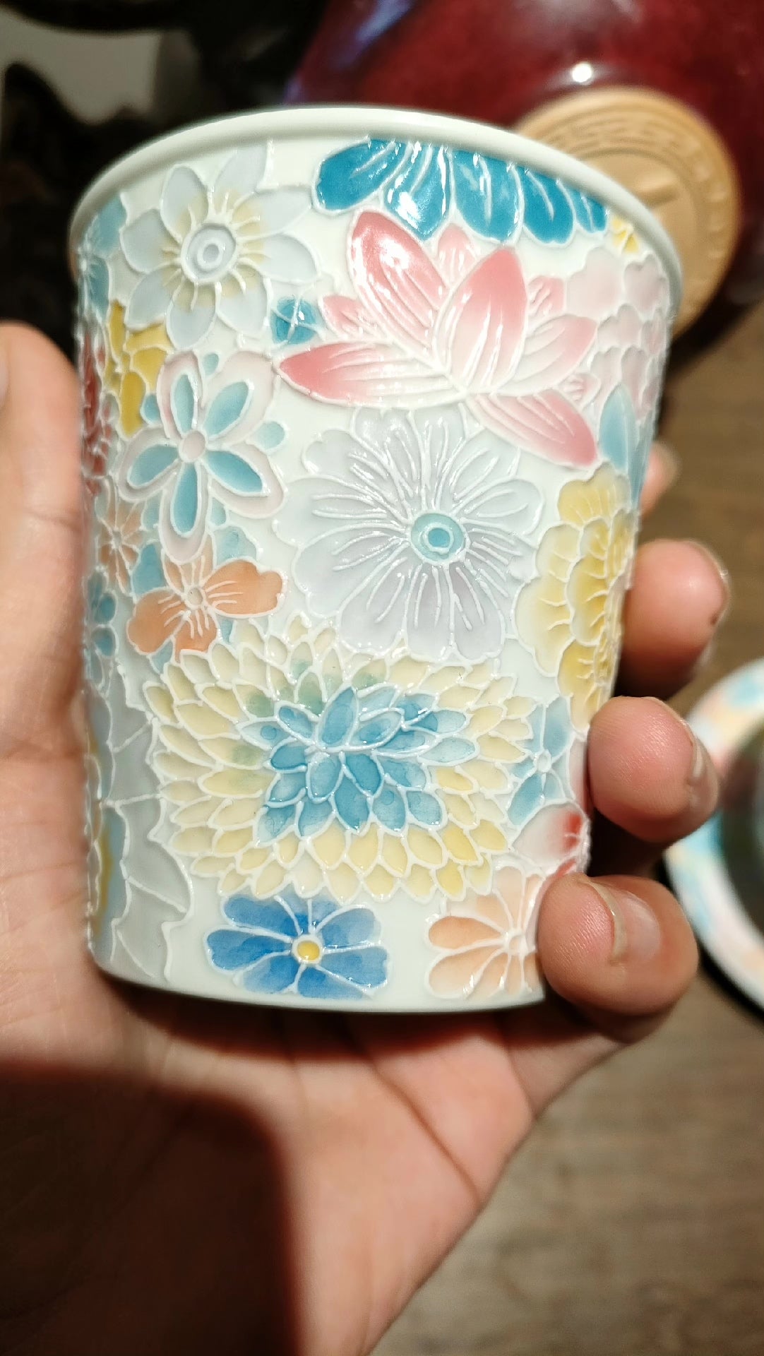 Hand Painted Floral Ceramic Tea Cup