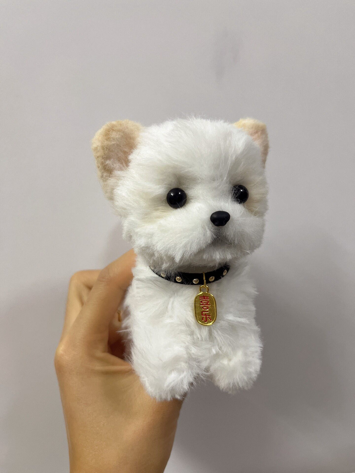 Handmade Plush Dog Pendant with Braided Loop